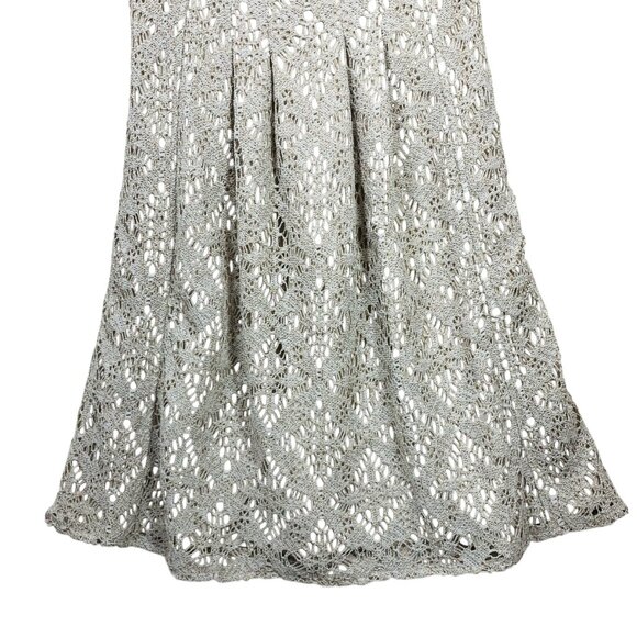 party dress  sz 4 dress beige lace /crochet sleeveless fit & flare  DB - Picture 5 of 14